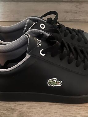 Lacoste Black Low-Top Sneakers with Green Croc Patch